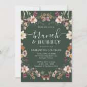 Boho Dark Green Brunch und Bubbly Brautparty Einladung (Vorderseite)