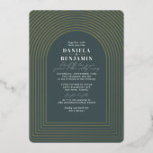 Boho Dark Green Wedding Arch & UAWG QR Code Folieneinladung (Vorderseite)