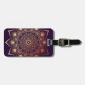 Boho Dark Lila Peach Mandala Gepäckanhänger (Vorderseite horizontal)
