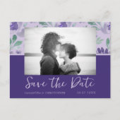 Boho Dark Lila Save the Date Hochzeit Postkarte (Vorderseite)
