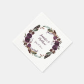 Boho Dark Lila und Butter Rum Rose Grüne Serviette (Ecke)