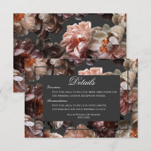 Boho Dark Peony Blume Modern Wedding Details Begleitkarte