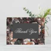 Boho Dark Peony Blume Moderne Hochzeit Dankeskarte (Stehend Vorderseite)