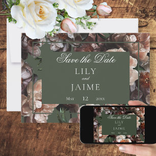 Boho Dark Peony Blume Moderne Hochzeit Save The Date