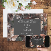 Boho Dark Peony Blume Moderne Hochzeit Save The Date