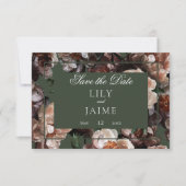 Boho Dark Peony Blume Moderne Hochzeit Save The Date (Vorderseite)