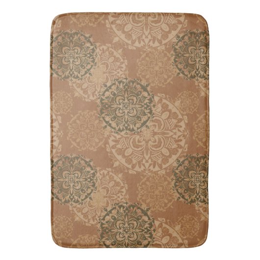 Boho Dark Rust Mandalases Bath Mat Badematte (Vorderseite Vertikal)