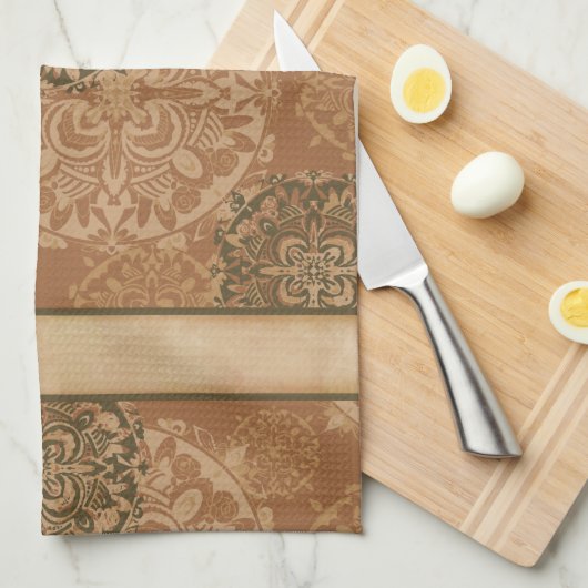 Boho Dark Rust Mandalases Küchentücher (Viertel Falte)