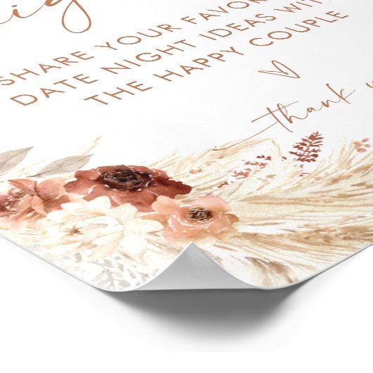 Boho Date Night Ideas | Terracotta Pampas Grass Poster (Ecke)