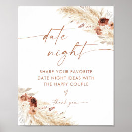 Boho Date Night Ideas | Terracotta Pampas Grass Poster