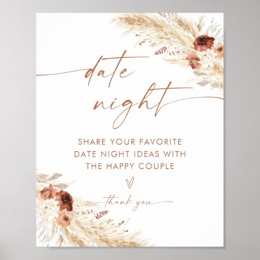 Boho Date Night Ideas | Terracotta Pampas Grass Poster (Vorne)