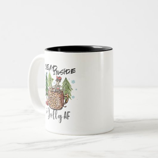 Boho Dead Inside Rustikale Weihnachten Zweifarbige Tasse (Vorderseite Links)