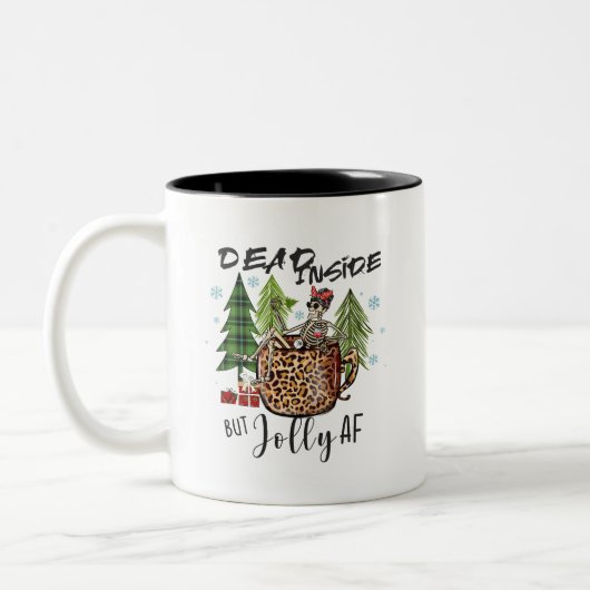 Boho Dead Inside Rustikale Weihnachten Zweifarbige Tasse (Links)