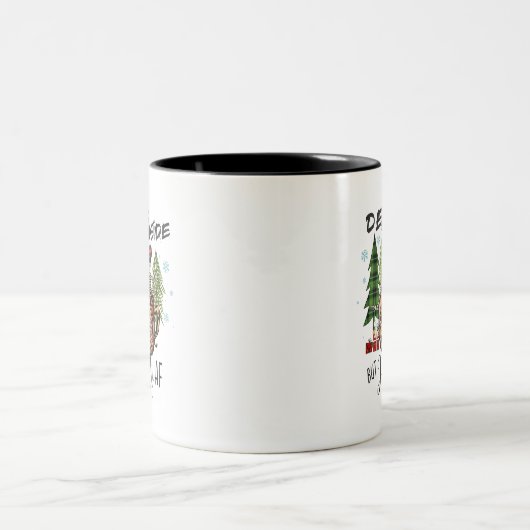 Boho Dead Inside Rustikale Weihnachten Zweifarbige Tasse (Mittel)
