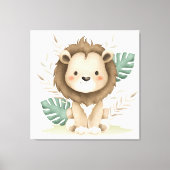 Boho Decor Lion & Blätter Leinwanddruck (Vorderseite)