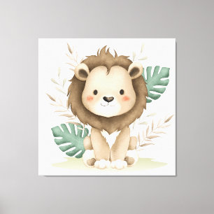 Boho Decor Lion & Blätter Leinwanddruck
