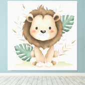 Boho Decor Lion & Blätter Leinwanddruck (Insitu (Holzboden))