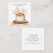 Boho Decorated Cake Baker Konditorei Koch Quadratische Visitenkarte (Vorne/Hinten)