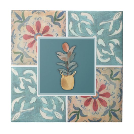 Boho Decorative Tile & Floral Keramik Tile Fliese (Vorderseite)