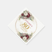 Boho Deep Red Floral 80. Geburtstag Servietten (Ecke)