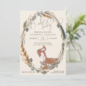 BOHO Deer and Fawn Baby Shower Einladung (Stehend Vorderseite)