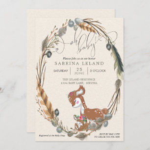 BOHO Deer and Fawn Baby Shower Einladung