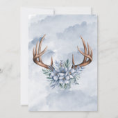 Boho Deer Antler Blue Floral Brunch & Bubbly Einladung (Rückseite)