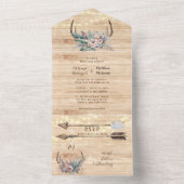 Boho Deer Antler Floral Wedding All In One Einladung (Innen Boden)