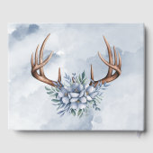 Boho Deer Antler mit Blue Florals Wedding Gästebuch (Rückseite)