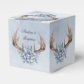 Boho Deer Antler mit Blue Florals Wedding Geschenkschachtel (Vorderseite)