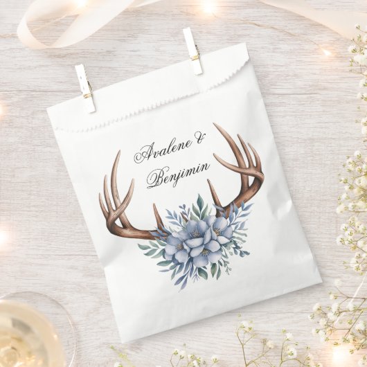 Boho Deer Antler mit Blue Florals Wedding Geschenktütchen (Ausgeschnitten)