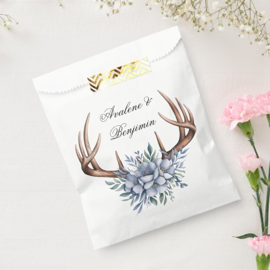 Boho Deer Antler mit Blue Florals Wedding Geschenktütchen (Versiegelt)