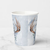 Boho Deer Antler mit Blue Florals Wedding Pappbecher (Links)