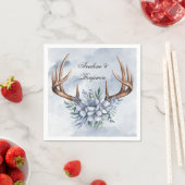 Boho Deer Antler mit Blue Florals Wedding Serviette (Beispiel)