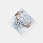 Boho Deer Antler mit Blue Florals Wedding Serviette (Ecke)