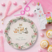 BOHO Deer Antler Woodland Animals Baby Girl Pappteller (Party)