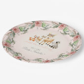 BOHO Deer Antler Woodland Animals Baby Girl Pappteller (Schrägansicht)