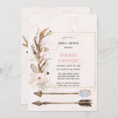 Boho Deer Antlers and Florals Arrows Brautparty Einladung (Vorne/Hinten)