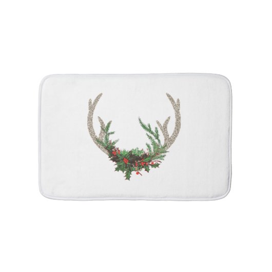 Boho Deer Antlers | Rustikale Weihnachtsblume Badematte (Vorderseite)