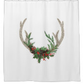 Boho Deer Antlers | Rustikale Weihnachtsblume Duschvorhang (Vorderseite)