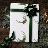 Boho Deer Antlers | Rustikale Weihnachtsblume Geschenkpapier