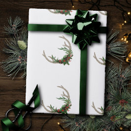 Boho Deer Antlers | Rustikale Weihnachtsblume Geschenkpapier