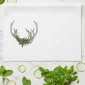 Boho Deer Antlers | Rustikale Weihnachtsblume Geschirrtuch (Gefaltet)