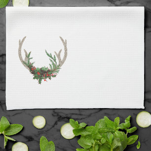 Boho Deer Antlers   Rustikale Weihnachtsblume Geschirrtuch
