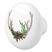 Boho Deer Antlers | Rustikale Weihnachtsblume Keramikknauf (Rechts)