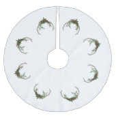 Boho Deer Antlers | Rustikale Weihnachtsblume Polyester Weihnachtsbaumdecke (Vorderseite)