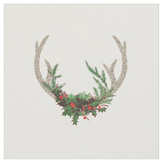 Boho Deer Antlers | Rustikale Weihnachtsblume Stoff (Nahaufnahme)