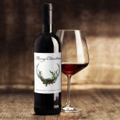 Boho Deer Antlers | Rustikale Weihnachtsblume Weinetikett