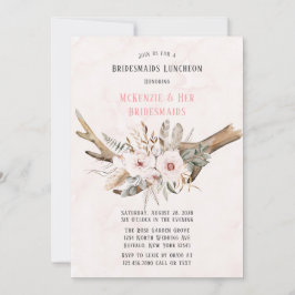Boho Deer Antlers und Florals Bridesmaids Luncheon Einladung