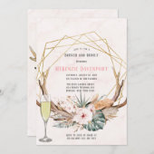 Boho Deer Antlers und Florals Brunch und Bubbly Einladung (Vorne/Hinten)